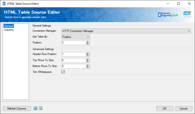 SSIS HTML Table Source